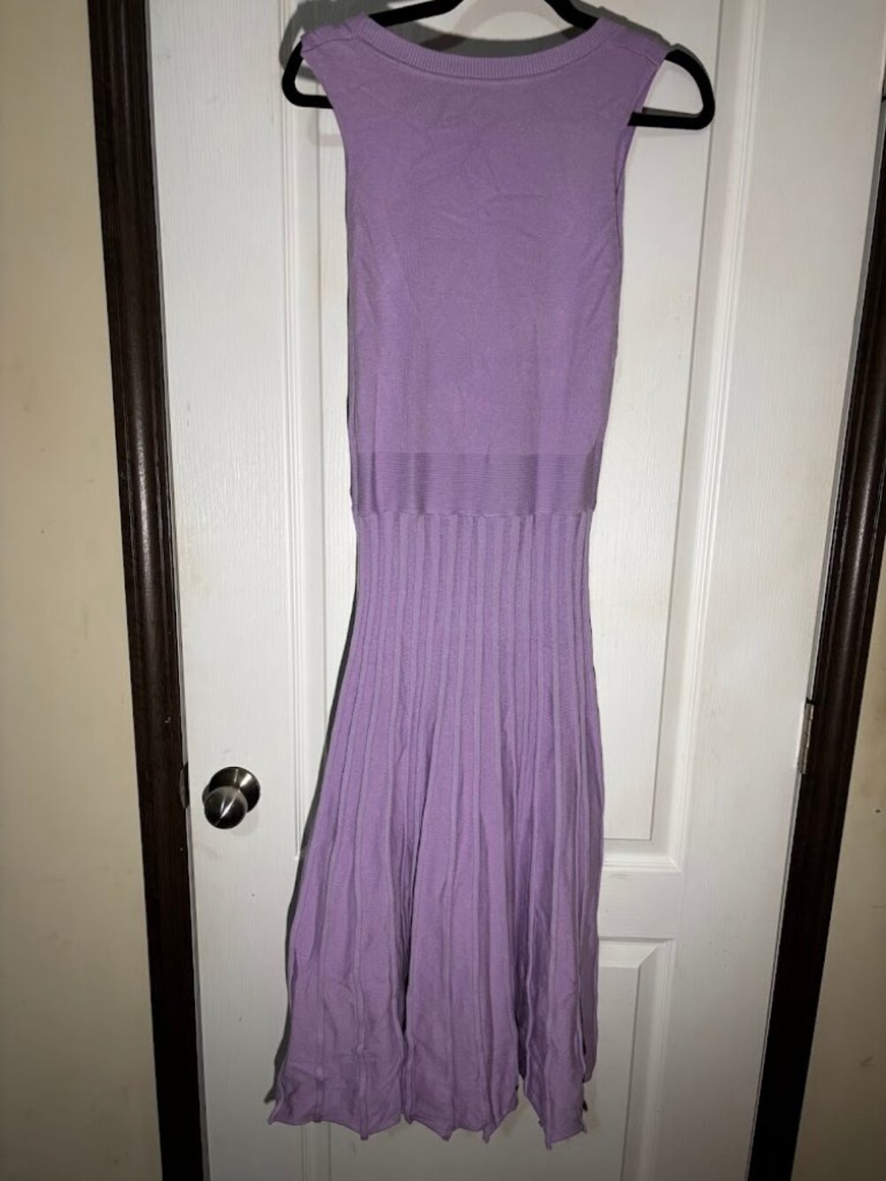 Lavender Purple Ribbed Knit Sleeveless Midi Dress Size L - Picture 2 of 3